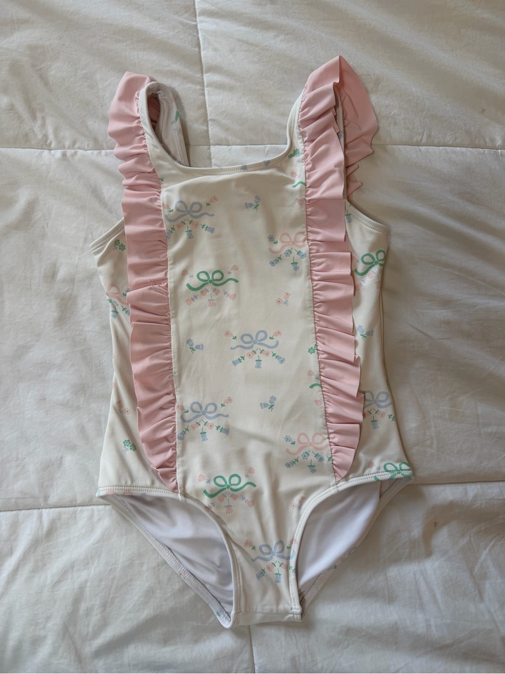 The Beaufort Bonnet Company Kids One-Piece Swimsuit in Cream and Pink